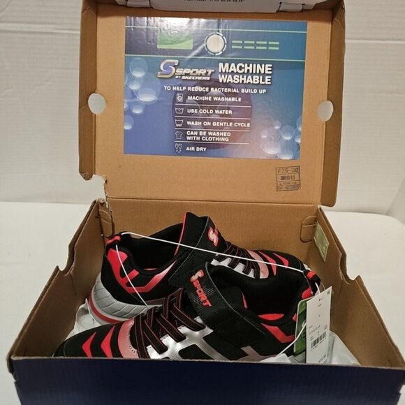 S Sport by Skechers BOYs Sneakers Stretch-Laced Memory Foam, KLAE/Red/Black~6 - Picture 2 of 11